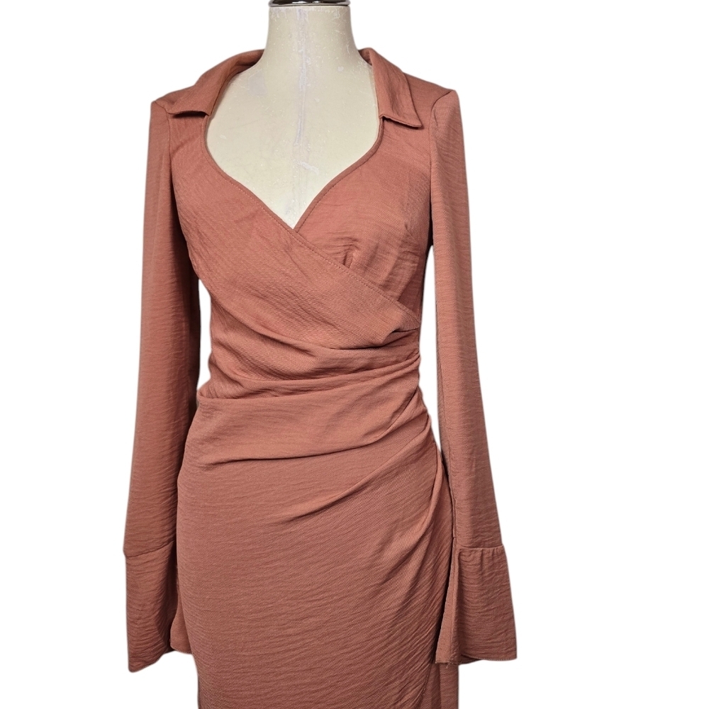NEW ASOS DESIGN Tall 70s Drape Front Wrap Antique Rose Midi Dress 4 - Picture 2 of 12